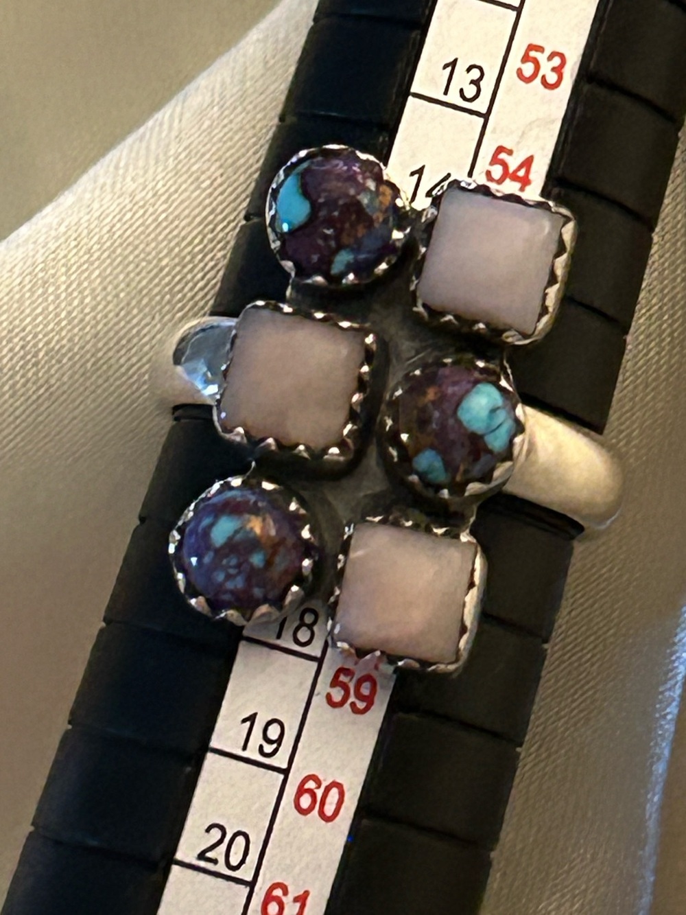 Sterling Silver Adjustable Pink Opal and Purple Mojave Ring